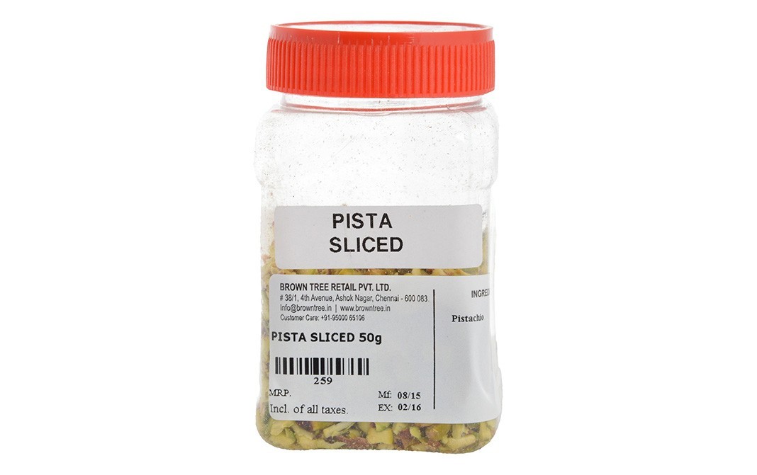 Brown Tree Pista Sliced    Plastic Jar  50 grams
